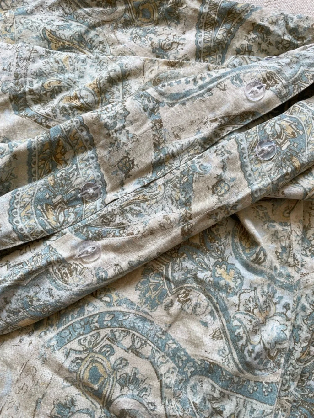 Pottery Barn Paisley Linen Cotton King Duvet And Euro Shams Blue Fresco